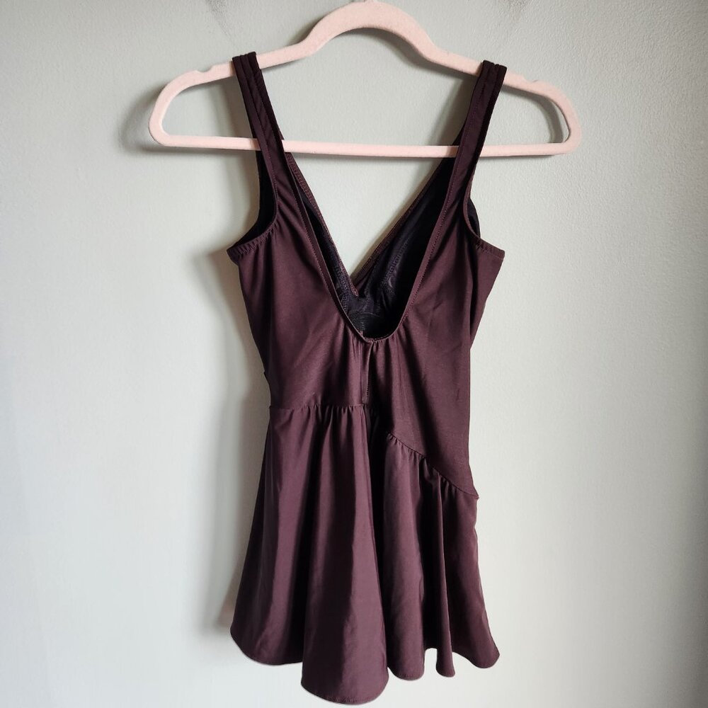 Miraclesuit Swimsuit 8 Brown Women's Swim Dress One Piece Bathing Suit - Picture 5 of 10